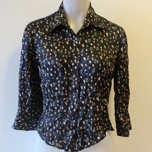 FENDISSIME BLACK GOLD BUTTON BLOUSE TOP 42 US/S *